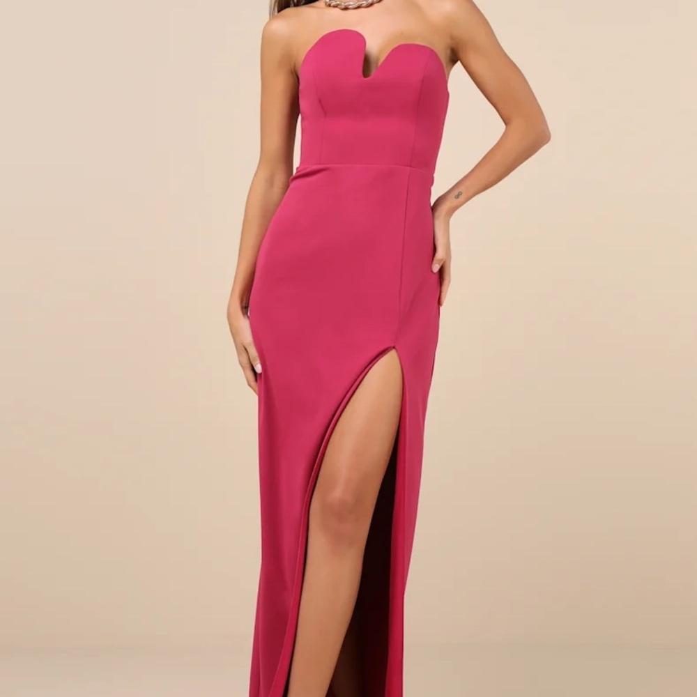 Lulu's Strapless Fuchsia Gown